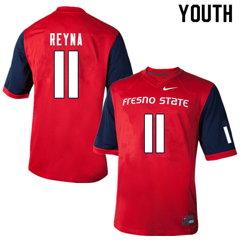Youth #11 Jorge Reyna Fresno State Bulldogs College Football Jerseys Sale-Red - Click Image to Close